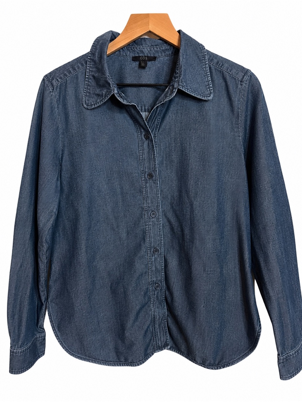 COS Denim Button Up Shirt Women’s 8 Dark Indigo 100% Cotton